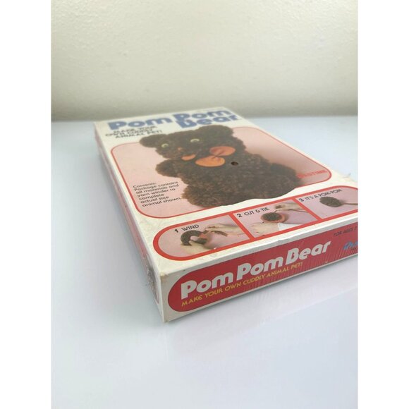 Vintage Pastime POM POM BEAR Craft Art Kit, Sealed Brown Orange Animal Cute 7+ - Picture 8 of 9
